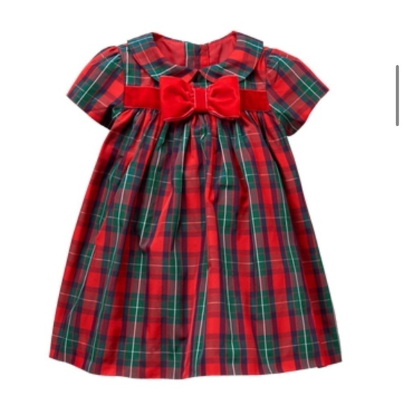 Janie and Jack red plaid holiday dress 0/3m tartan
